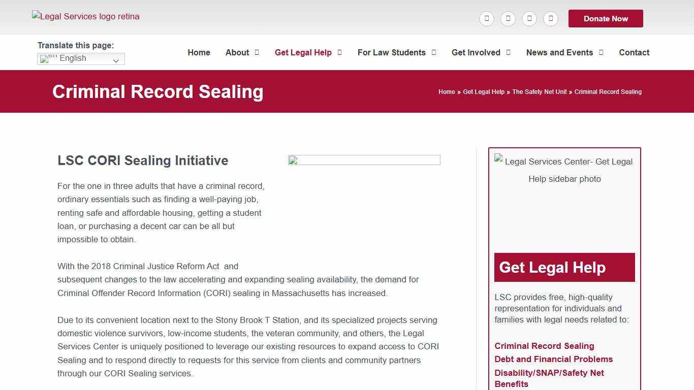 Criminal Record Sealing - Legal Services Center